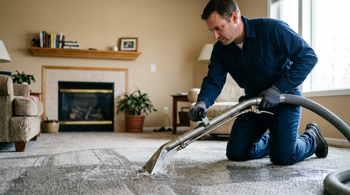 Water damage restoration technician working near Neville, OH